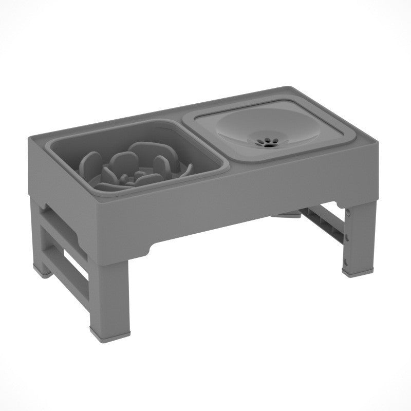 Foldable Pet Lifting Table Adjustable Height Stainless Steel Double Bowl