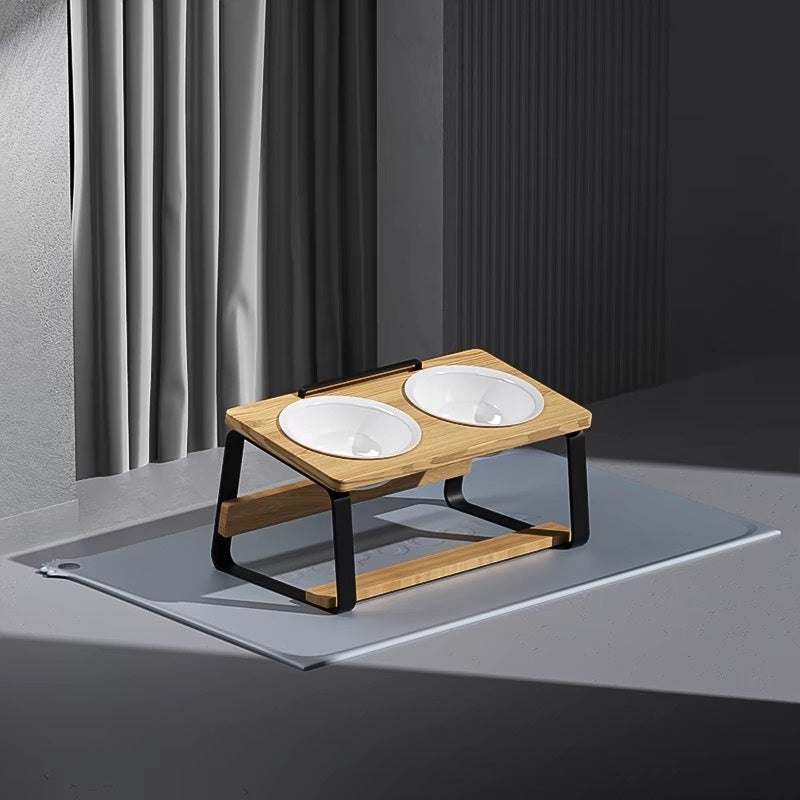 Ceramic Double Pet Bowl Water and Food Holder with Neck Support
