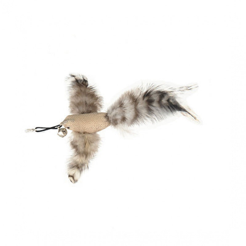 Adjustable Pet Teaser Stick Replaceable Head Steel Wire Feather Toy
