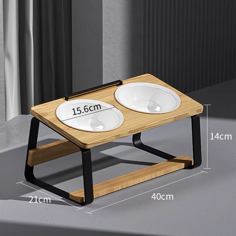 Ceramic Double Pet Bowl Water and Food Holder with Neck Support