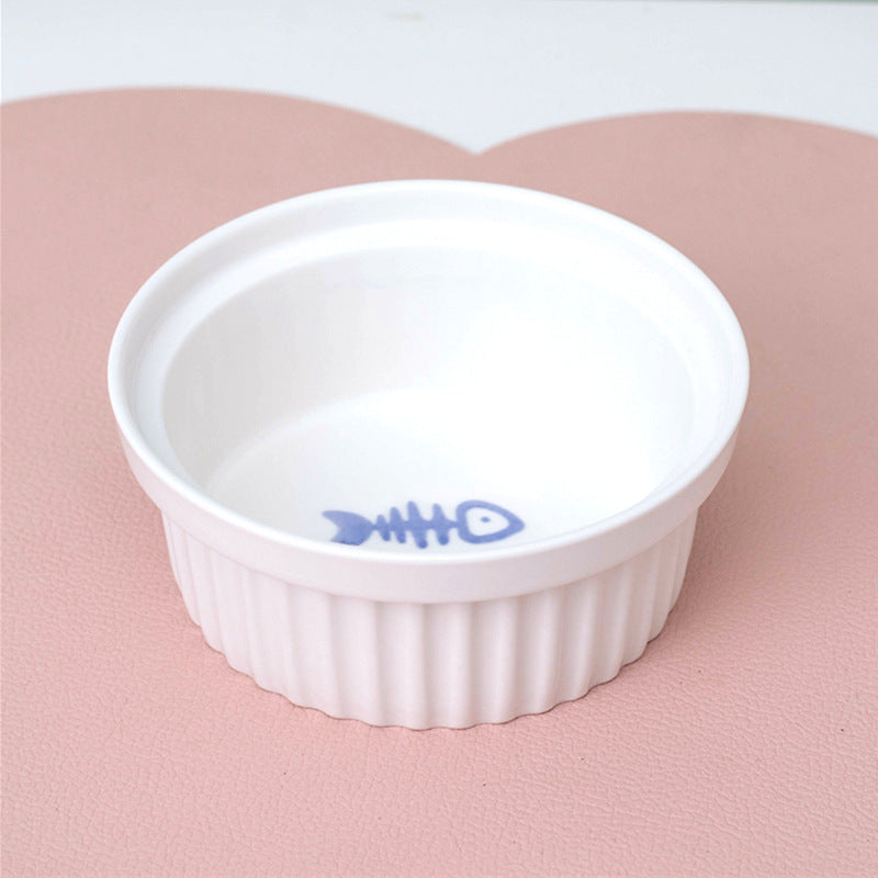 Ceramic Double Pet Bowl Elevated Tilted Feeding And Water Dish