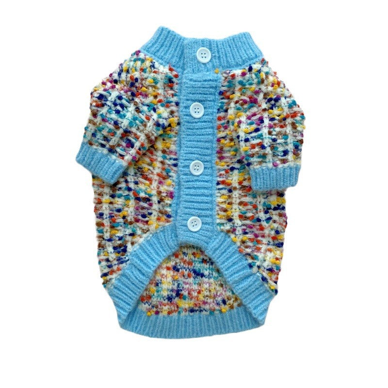 Pet Color-Block Sweater Cardigan Soft Warm Knit Clothing