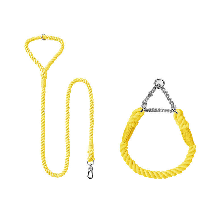 Woven Cotton Pet Leash And Collar Set Durable Walking Gear
