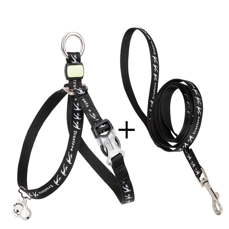 Pet Harness Vest With Bell Adjustable Chest Strap Leash