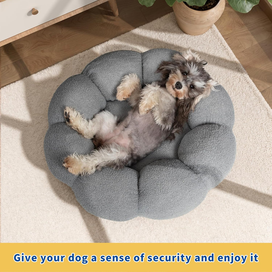 Fluffy Plush Pet Calming Bed With Non Slip Washable Design