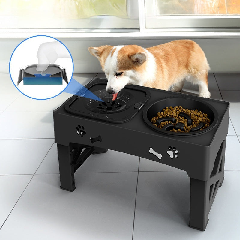 Stainless Steel Double Pet Feeder Elevated Integrated Food Bowl