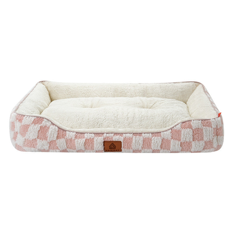 Thickened Warm Plaid Pet Bed Soft PP Cotton Mattress