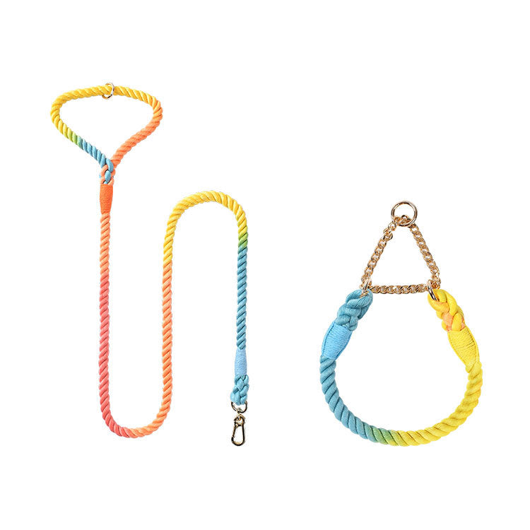 Woven Cotton Pet Leash And Collar Set Durable Walking Gear