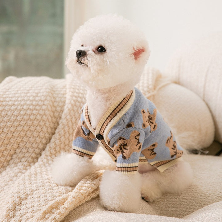 Striped Pet Sweater Cardigan Soft Knit Clothing