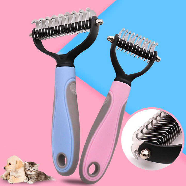 Double-Sided Stainless Pet Brush Hair Removal and Dematting Tool