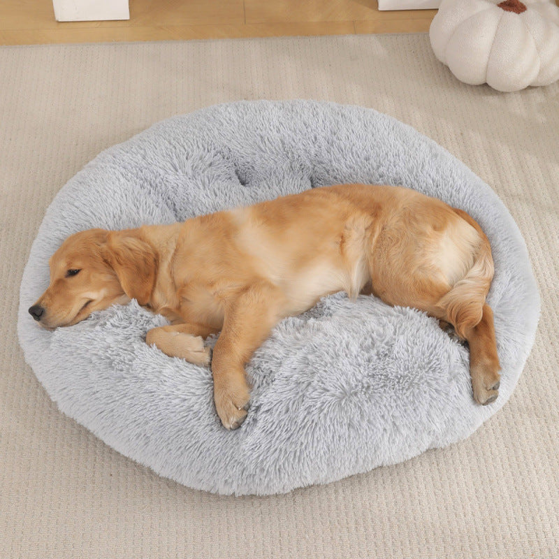 Round Plush Pet Bed Warm Soft Sleep Mat for Pets