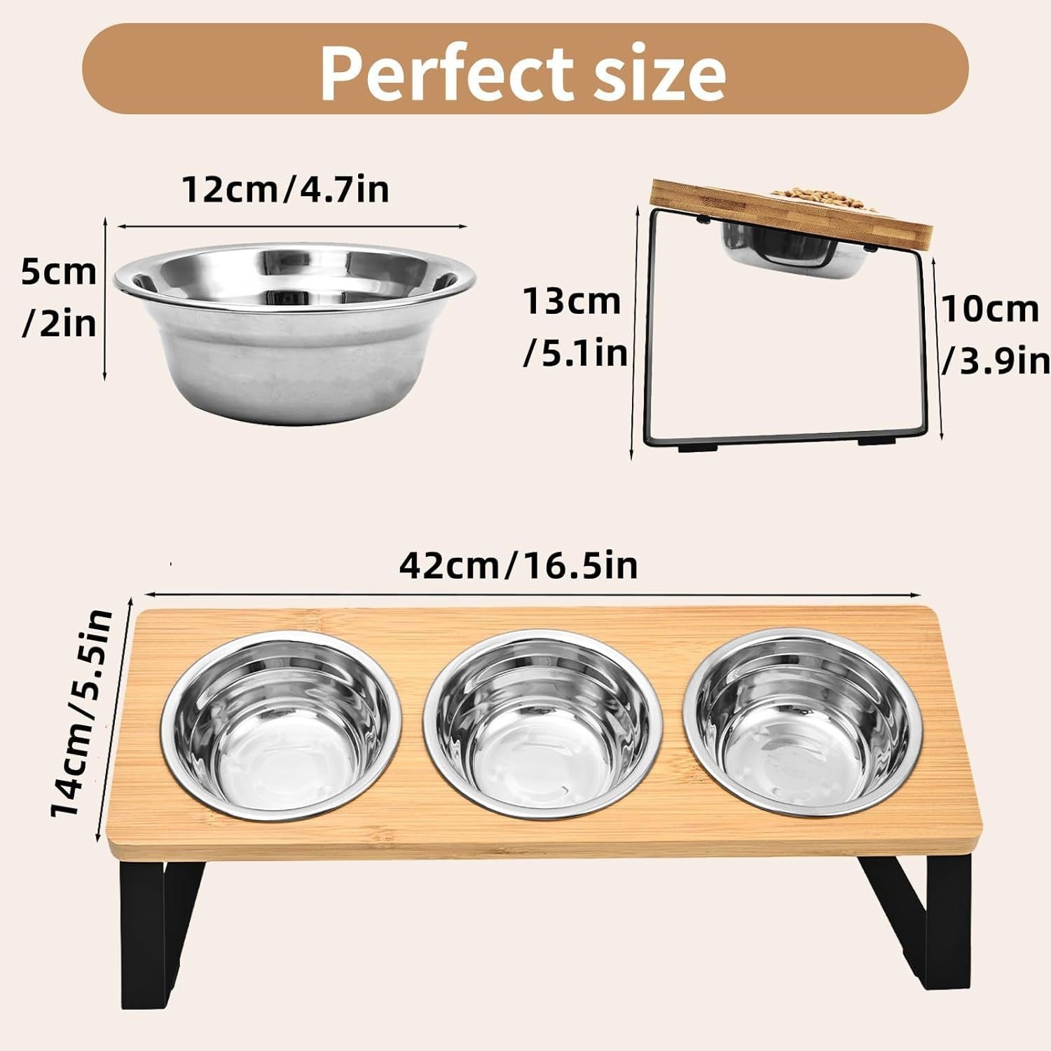Pet Feeding Rack Iron and Wood Combined Bowl Stand