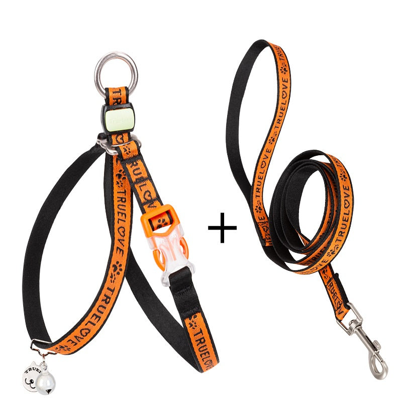 Pet Harness Vest With Bell Adjustable Chest Strap Leash