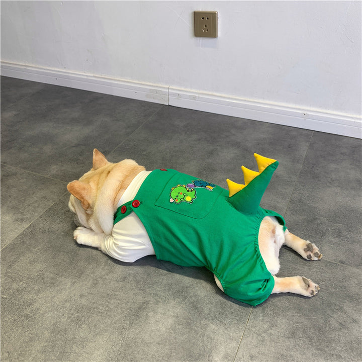Pet Suspenders Outfit French Dinosaur Style Clothing For Pets