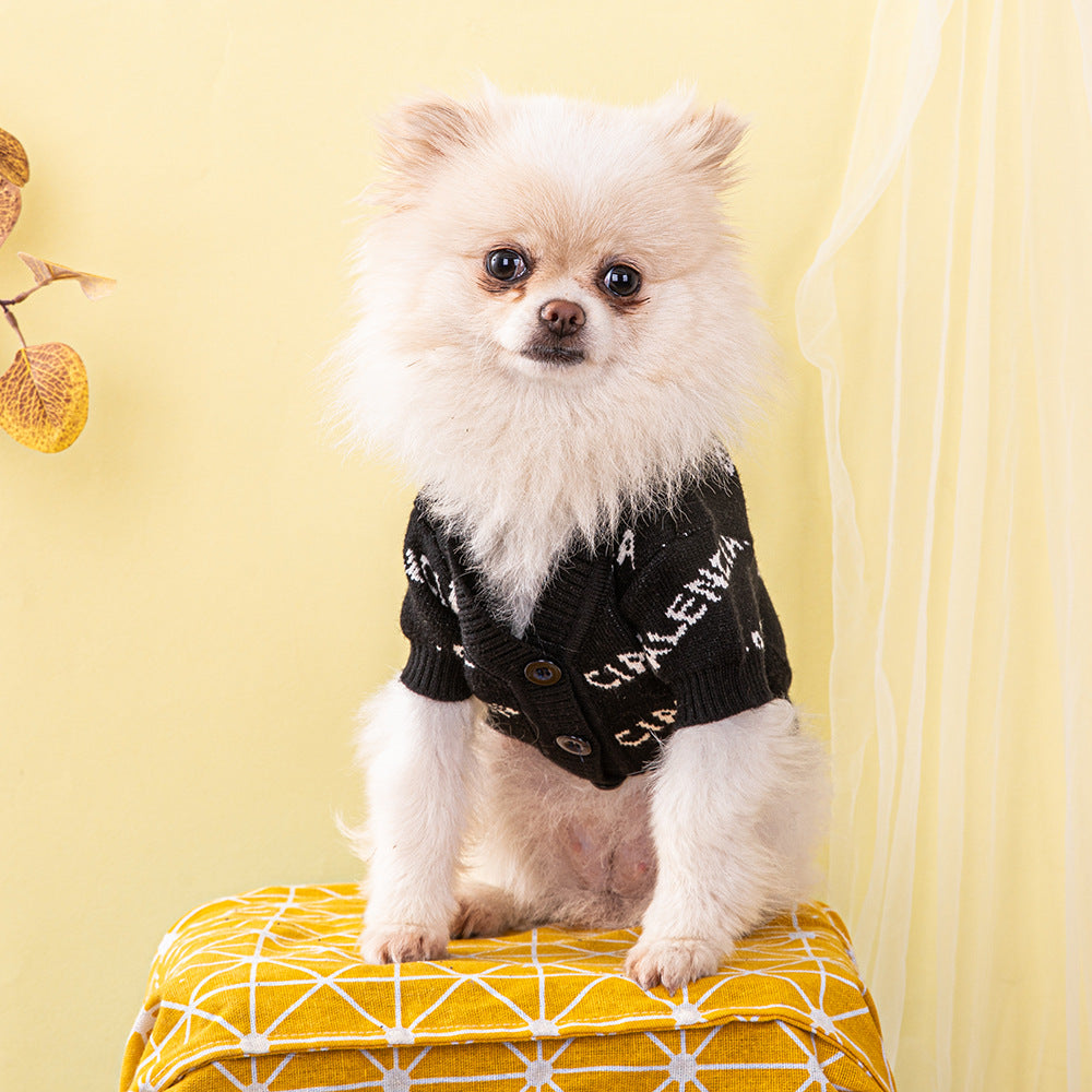 Pet Sweater Cardigan Autumn Winter Thick Warm Knit Clothing