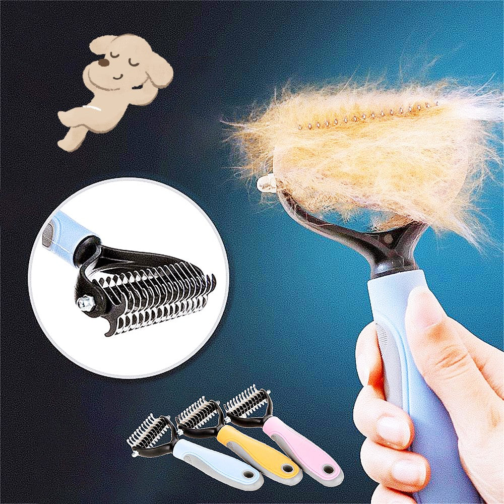 Double-Sided Stainless Pet Brush Hair Removal and Dematting Tool