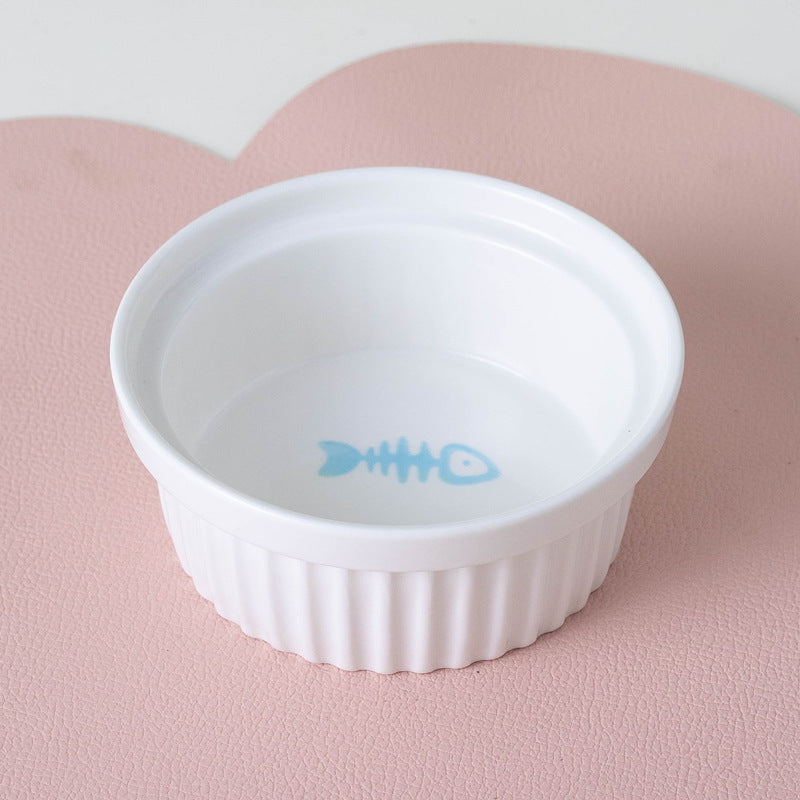 Ceramic Double Pet Bowl Elevated Tilted Feeding And Water Dish