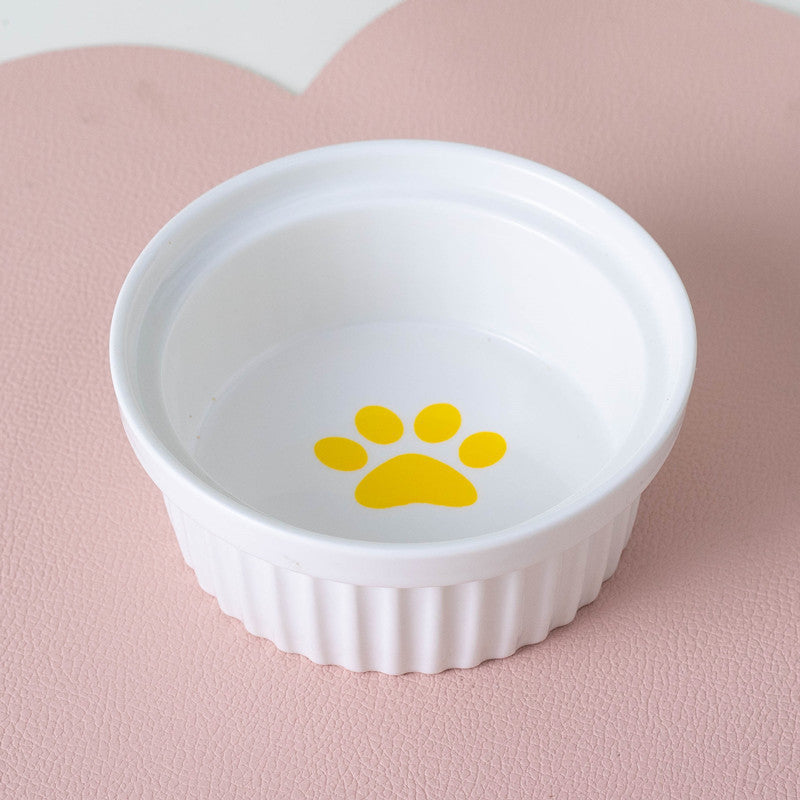 Ceramic Double Pet Bowl Elevated Tilted Feeding And Water Dish