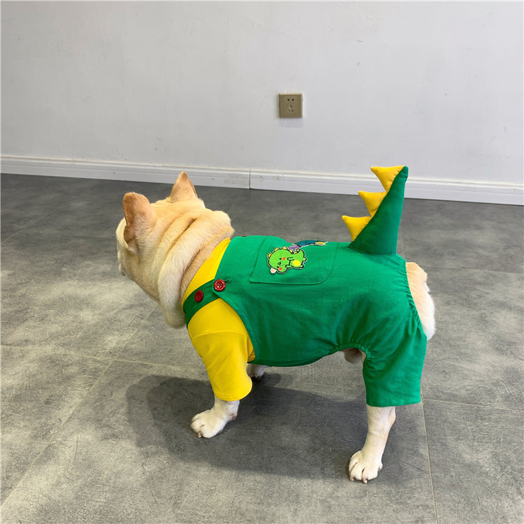 Pet Suspenders Outfit French Dinosaur Style Clothing For Pets