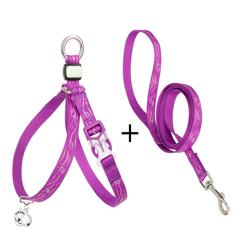 Pet Harness Vest With Bell Adjustable Chest Strap Leash