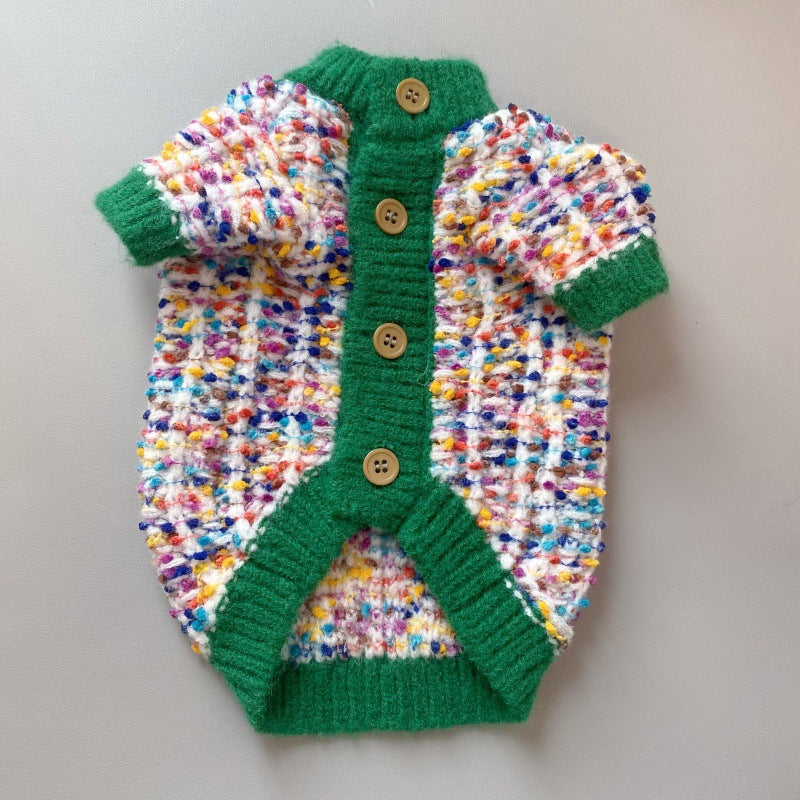 Pet Color-Block Sweater Cardigan Soft Warm Knit Clothing