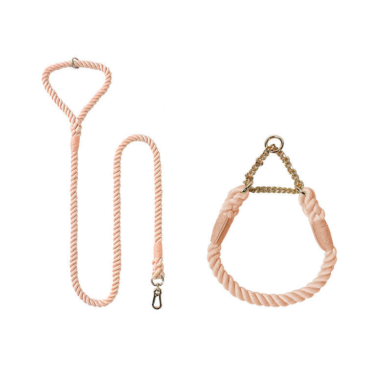 Woven Cotton Pet Leash And Collar Set Durable Walking Gear