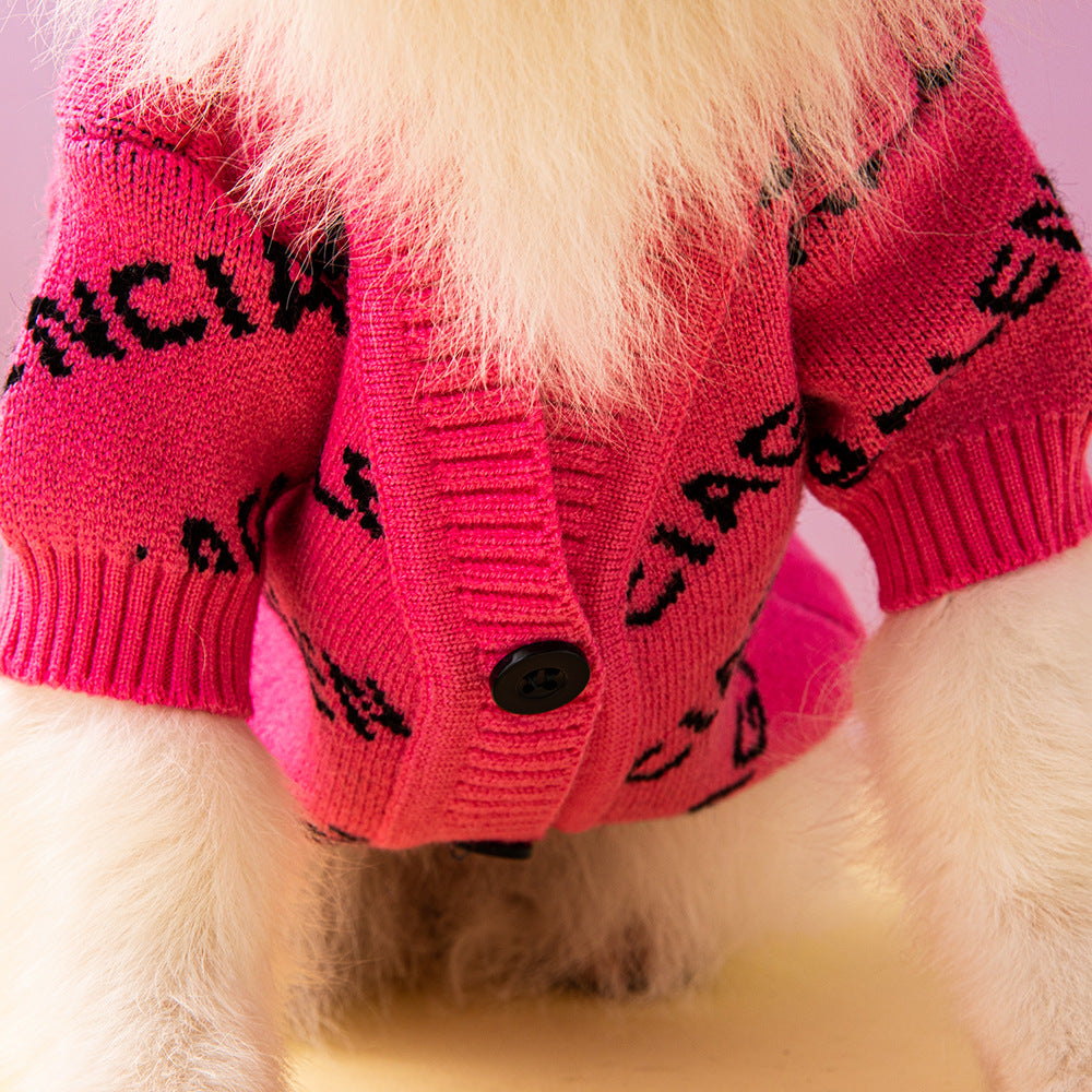 Pet Sweater Cardigan Autumn Winter Thick Warm Knit Clothing