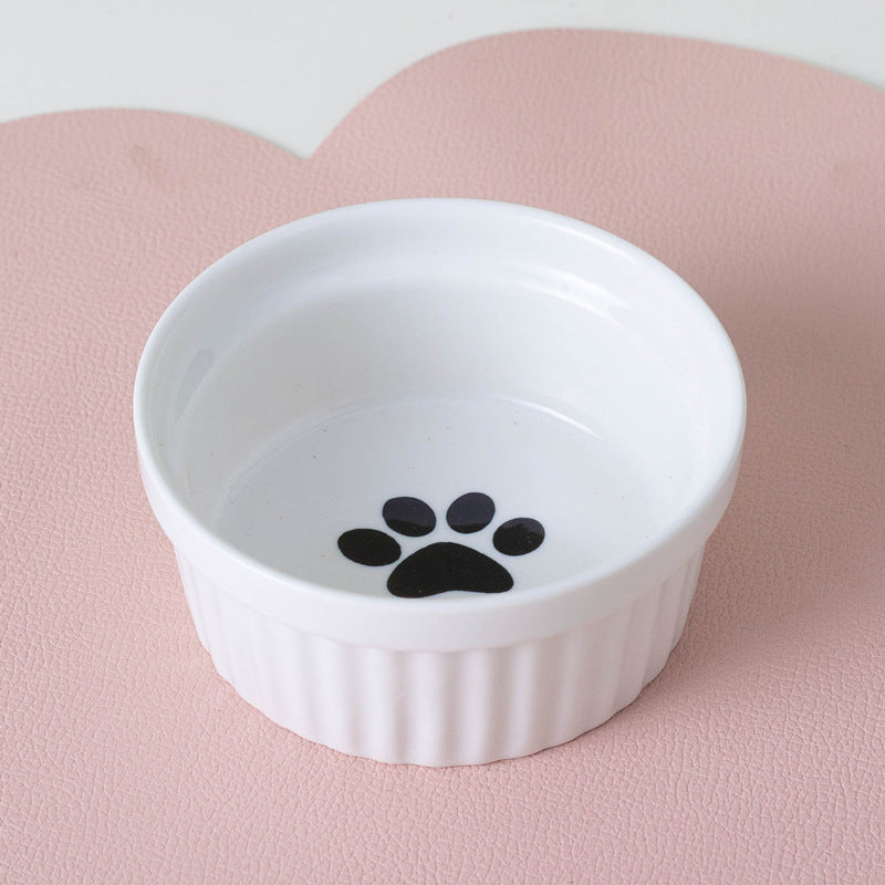 Ceramic Double Pet Bowl Elevated Tilted Feeding And Water Dish
