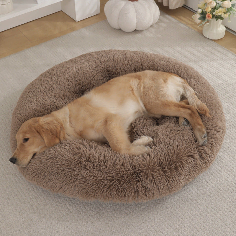 Round Plush Pet Bed Warm Soft Sleep Mat for Pets