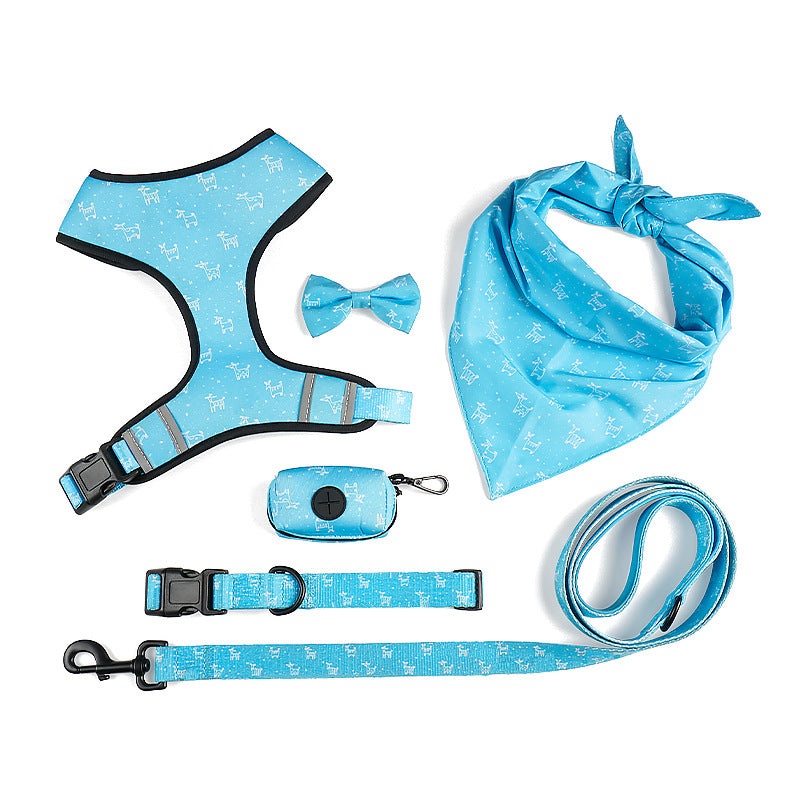 Pet Leash And Harness Set With Decorative Bow
