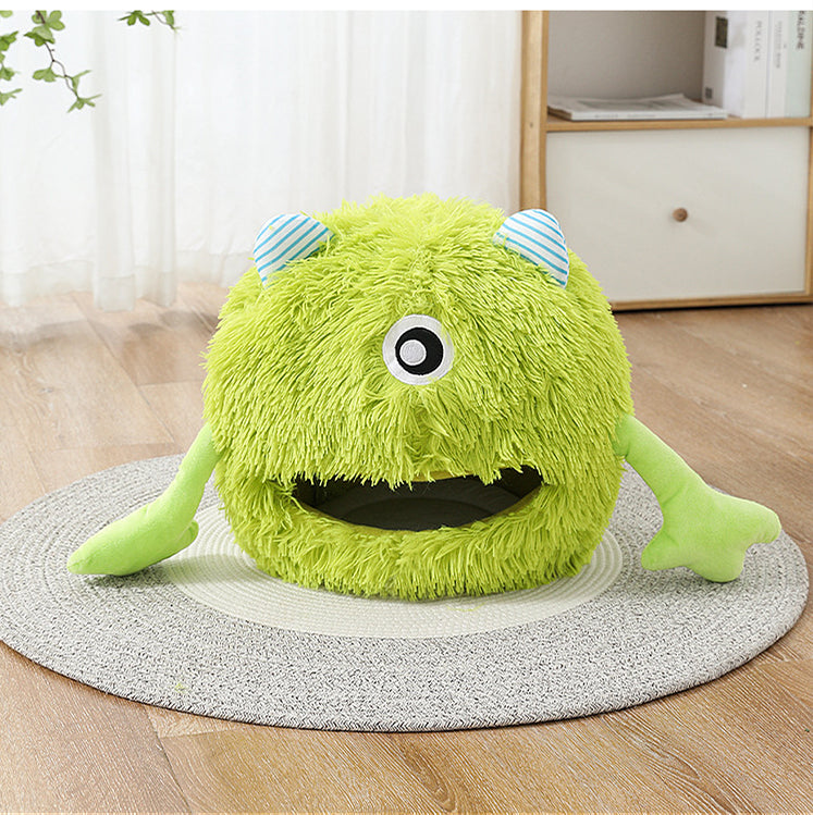 Fluffy Round Indoor Pet Bed Non-Slip Calming Soft Plush Cushion