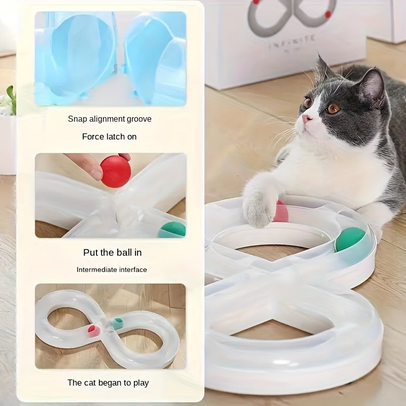 Self-Play Pet Toy Turntable Track Ball Interactive Teasing Stick