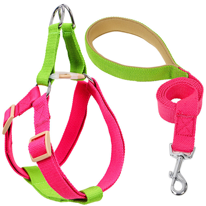 Colorful Pet Drawstring Vest Leash Adjustable Walking Harness