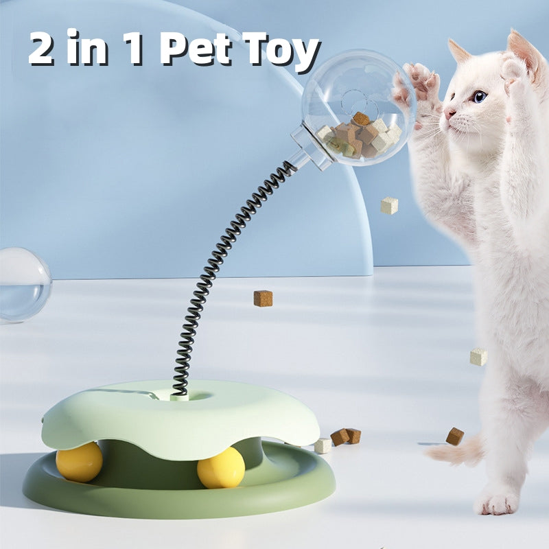 2-in-1 Pet Turntable Ball Toy Interactive Food Dispensing Fun Toy