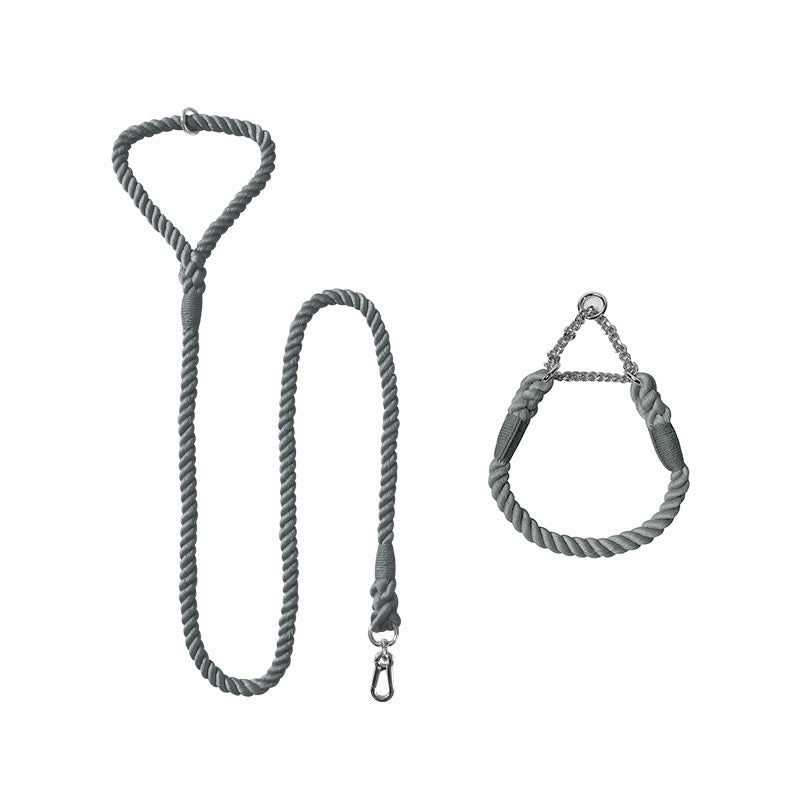 Woven Cotton Pet Leash And Collar Set Durable Walking Gear