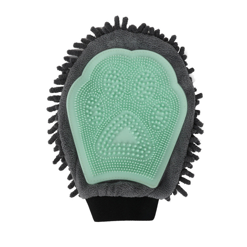 2-In-1 Pet Bathing Brush And Grooming Glove For Cleaning Massaging Drying