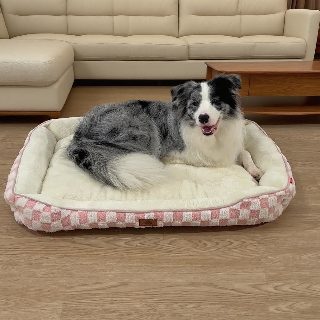 Thickened Warm Plaid Pet Bed Soft PP Cotton Mattress