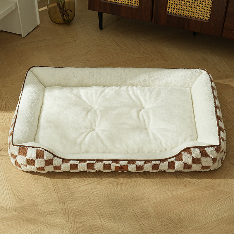 Thickened Warm Plaid Pet Bed Soft PP Cotton Mattress