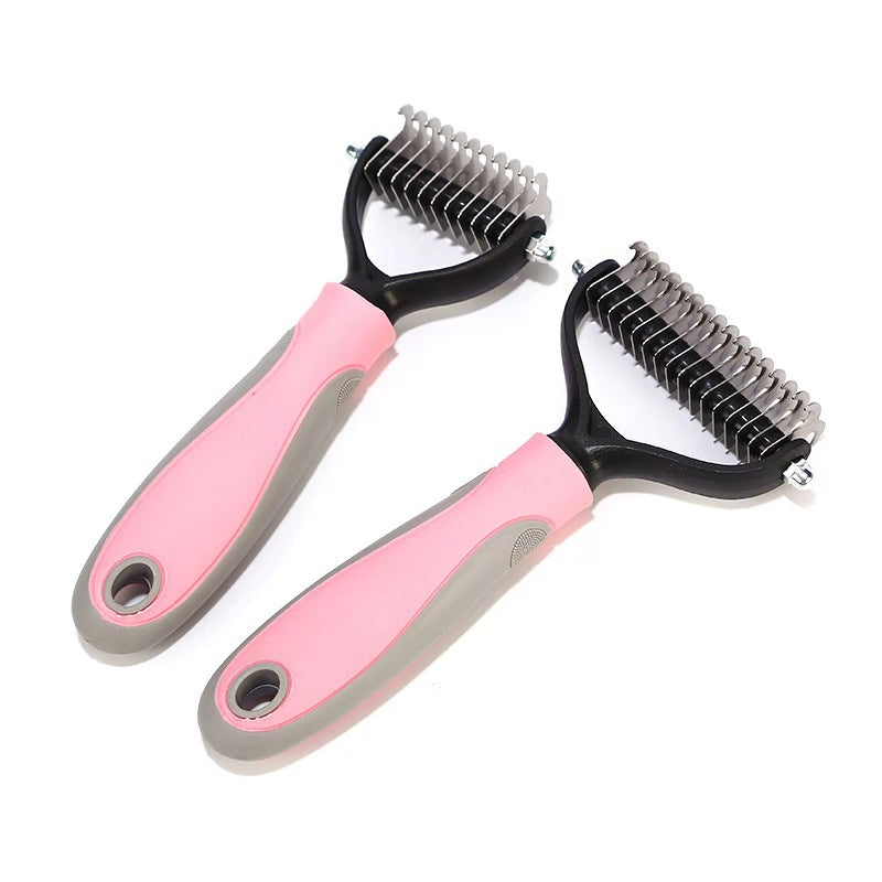 Double-Sided Stainless Pet Brush Hair Removal and Dematting Tool