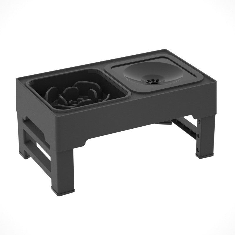 Foldable Pet Lifting Table Adjustable Height Stainless Steel Double Bowl