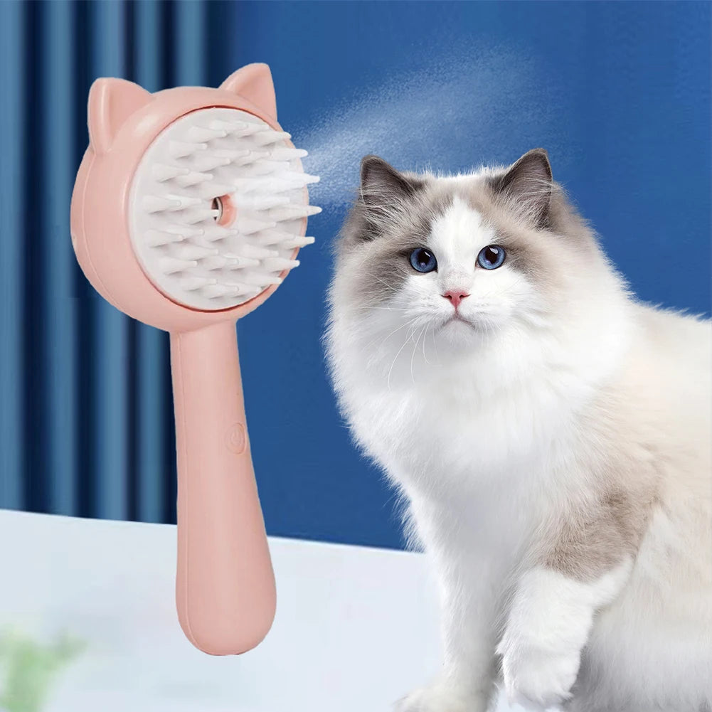 Rechargeable Self Cleaning Pet Grooming Brush With Mist Function