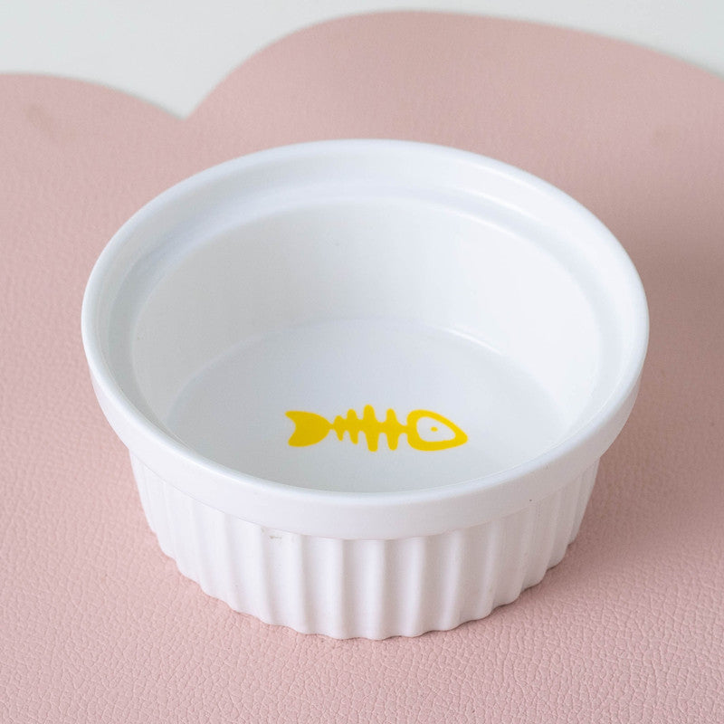Ceramic Double Pet Bowl Elevated Tilted Feeding And Water Dish