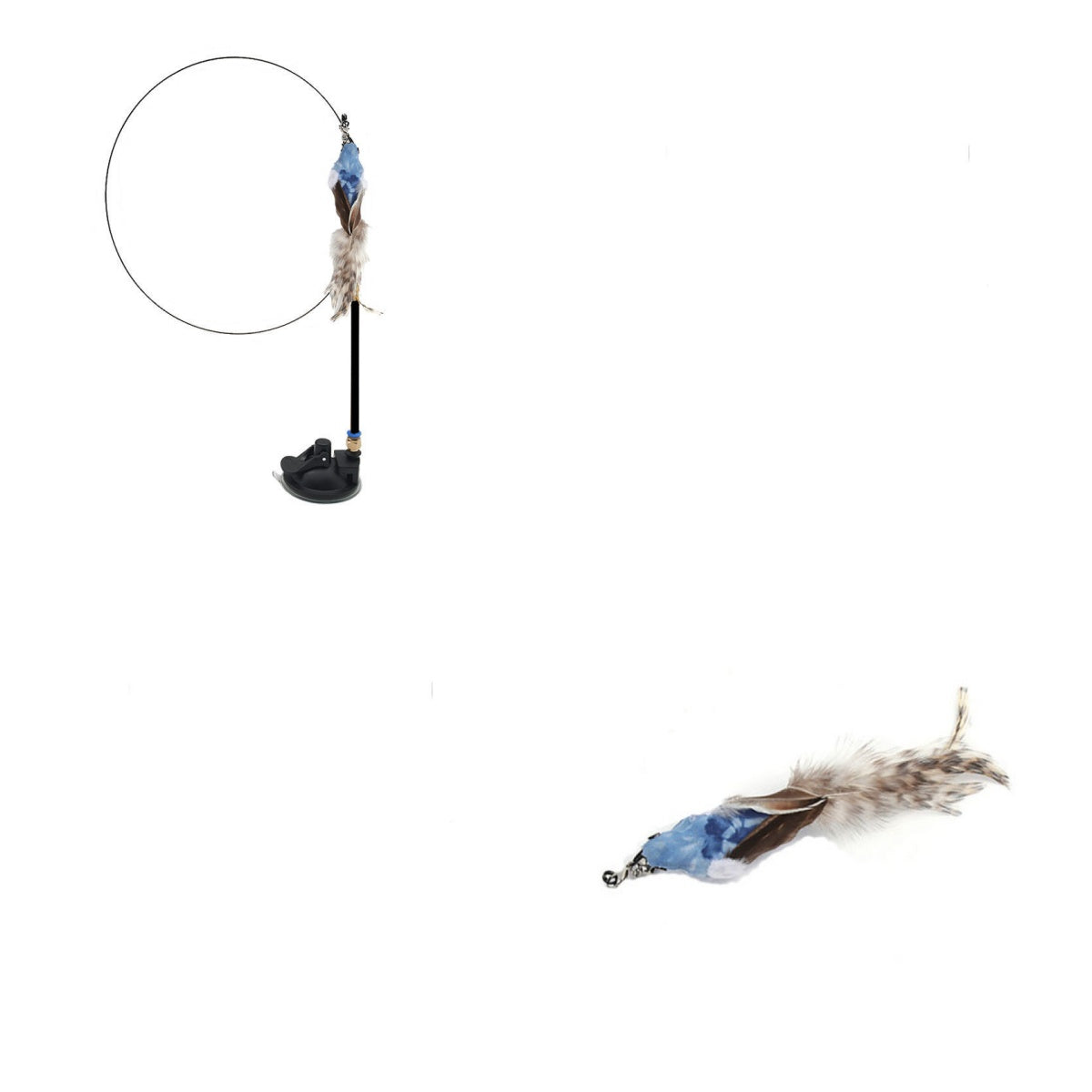 Adjustable Pet Teaser Stick Replaceable Head Steel Wire Feather Toy