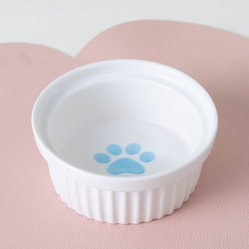 Ceramic Double Pet Bowl Elevated Tilted Feeding And Water Dish