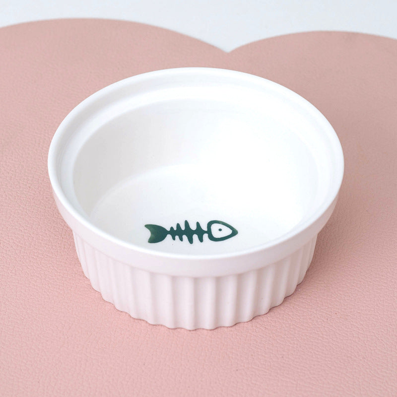 Ceramic Double Pet Bowl Elevated Tilted Feeding And Water Dish