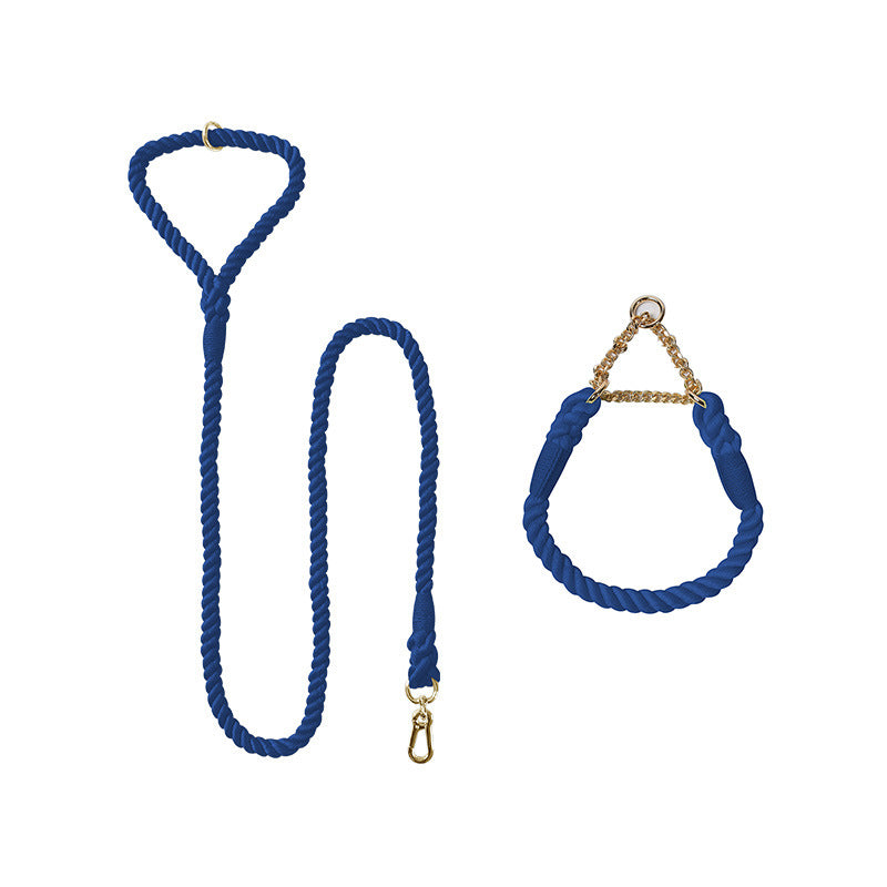 Woven Cotton Pet Leash And Collar Set Durable Walking Gear