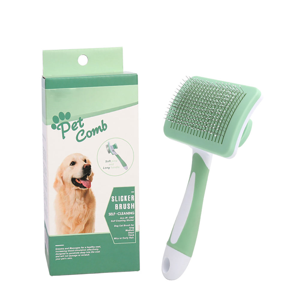 Self Cleaning Slicker Brush For Pet Hair Removal And Grooming
