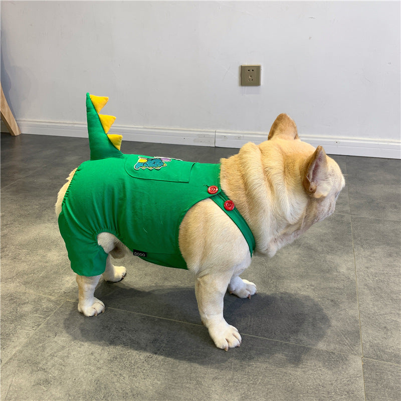 Pet Suspenders Outfit French Dinosaur Style Clothing For Pets