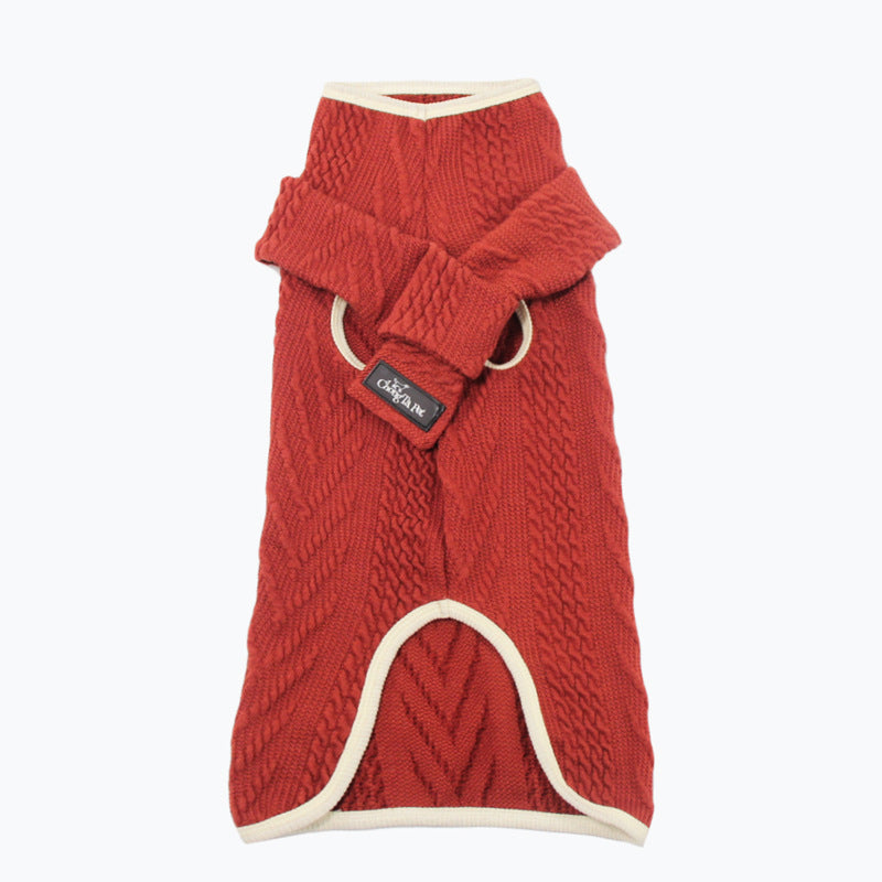 High Collar Vintage Pet Sweater Warm Winter Knit Clothing