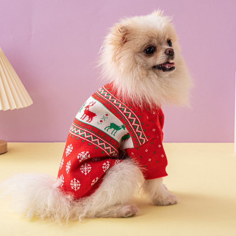 Christmas Pet Sweater Tree Elk Soft Warm Knit Clothing